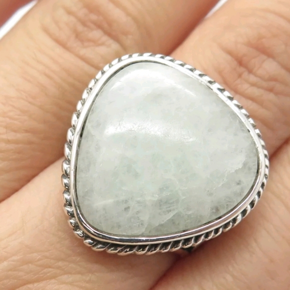 Vtg. LUC (Lucas LaMeth) 925 Silver and Genuine Quartz Ring, size 7.5, wt. 8.6 g - Picture 1 of 8